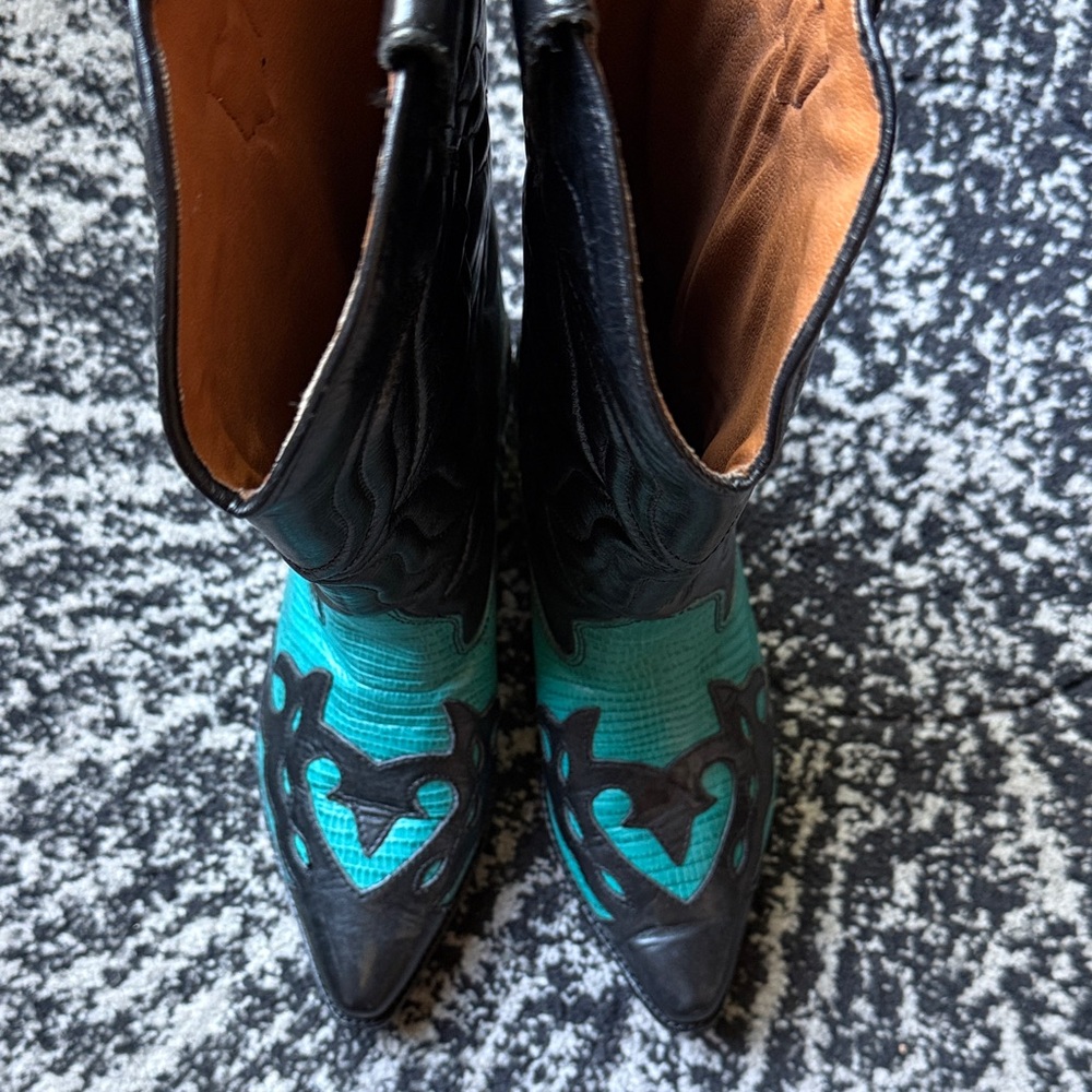 Women’s Teal and Black Western Boots - Flings - Picture 2 of 9